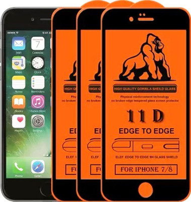1DOLLAR Edge To Edge Tempered Glass for Apple iPhone 7 / 8 -11D (Packof 3)(Pack of 3)