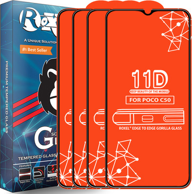Roxel Edge To Edge Tempered Glass for Poco C50(Pack of 4)