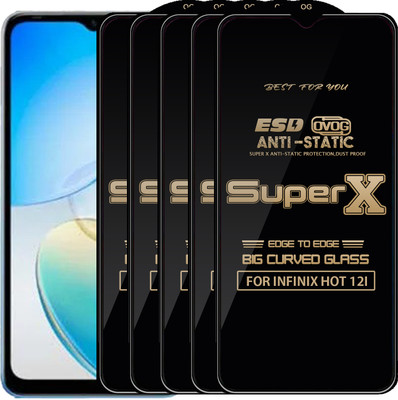 Roxel Edge To Edge Tempered Glass for INFINIX HOT 12I(Pack of 5)