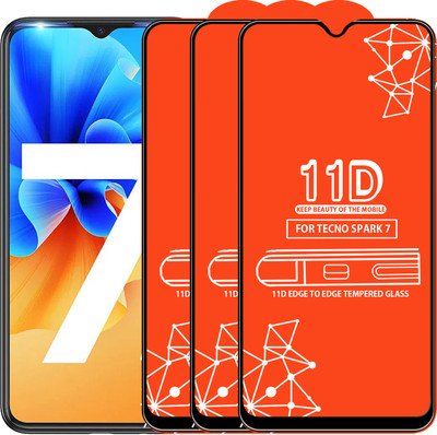 Roxel Edge To Edge Tempered Glass for Tecno Spark 7(Pack of 3)