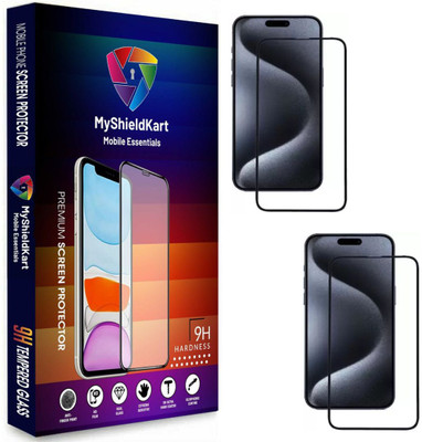 MyShieldKart Edge To Edge Tempered Glass for iPhone 15 Pro (6.1 Inch)(Pack of 2)