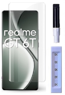 ESD Edge To Edge Tempered Glass for Realmegt6t / Realme Gt6t / Realme GT 6T 5G / Realme GT 6 5G with Edge to Edge Full Screen Coverage and Easy Installation Kit ( Free UV Light , UV Glue )(Pack of 1)
