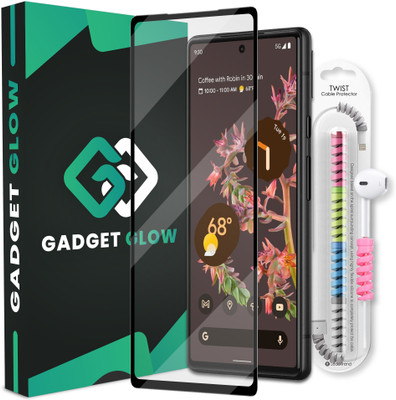 Gadget Glow Edge To Edge Tempered Glass for Google Pixel 6 5G, Google Pixel 6, Pixel 6, ( 1 OG Tempered Glass with 1 Cable Protector )(Pack of 2)