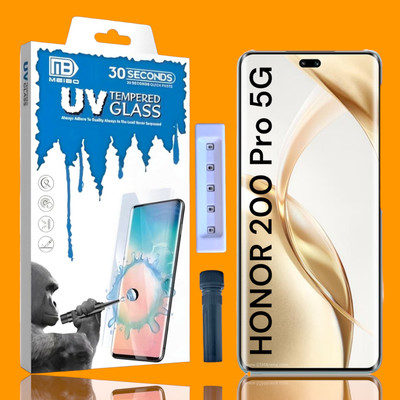 KadWaniya Edge To Edge Tempered Glass for Honor 200 Pro 5G, HONOR 200 PRO 5G, Meibo Series 3D Curved (30 Seconds Quick Paste) High Quality UV Liquide Glue Glass with Easy Installation Kit-0312(Pack of 1)