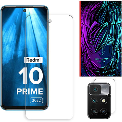 ARBAN Edge To Edge Tempered Glass for Xiaomi Redmi 10 Prime 2022 4G Tempered Glass Screen Protector | Anti-Scratch | Edge to Edge Full Coverage | 9H Hardness (1 FRONT SCREEN GUARD + 1 CAMERA LENS PROTECTOR + 1 FREE BACK EMBOSSED SKIN002)(Pack of 1)