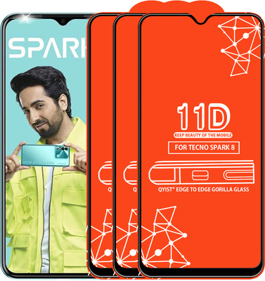 Qyist Edge To Edge Tempered Glass for Tecno Spark 8(Pack of 3)