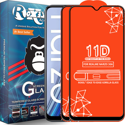 Roxel Edge To Edge Tempered Glass for Realme Narzo 30A(Pack of 2)