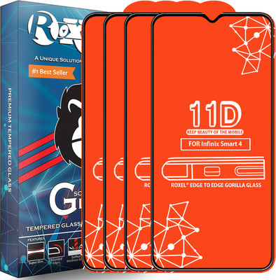 Roxel Edge To Edge Tempered Glass for Infinix Smart 4(Pack of 4)
