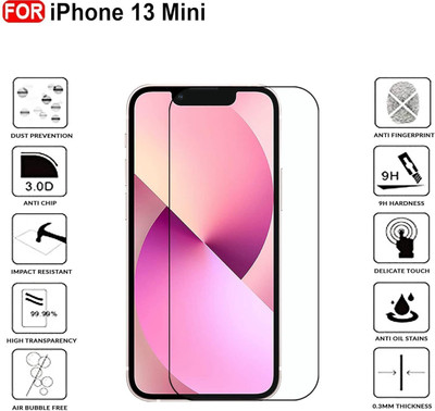 SB SHILD Edge To Edge Tempered Glass for iPhone 13 Mini, 2.5D Curved Edge Premium Tempered Glass for Ultimate Protection(Pack of 1)