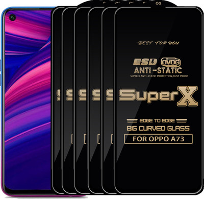 Qyist Edge To Edge Tempered Glass for OPPO A73(Pack of 6)