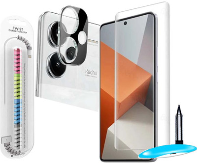 mFoniscie Edge To Edge Tempered Glass for REDMI Note 13 Pro+ 5G, Redmi Note 13 Pro Plus 5G, Redmi Note 13 Pro+, Redmi Note 13 Pro Plus, with CAMERA LENS PROTECTOR, Cable Protector(Pack of 3)