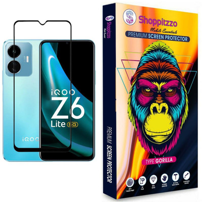Shoppitzzo Edge To Edge Tempered Glass for Iqoo Z6 Lite 5G**DuraGlass**Millitary Grade-Anti Explosion-Tempered Glass/Full Screen Coverage-Edge to Edge/9H Hardness/With Easy Installation Kit(Pack of 1)