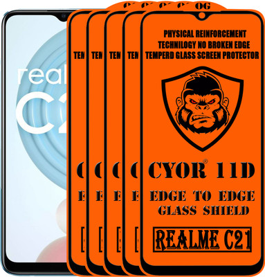 CYOR Edge To Edge Tempered Glass for REALME C21(Pack of 5)