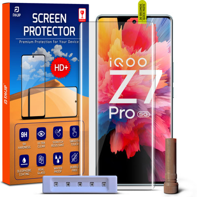 FAVJIP Edge To Edge Tempered Glass for iQoo Z7 Pro 5G, iQoo Z7 Pro, 3D Curved UV Liquide Glue Screen Guard Protector with Easy Installation Kit(Pack of 2)