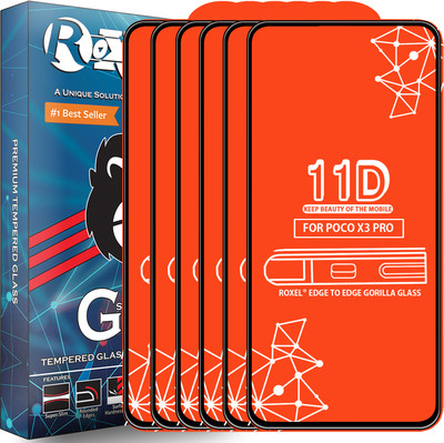 Roxel Edge To Edge Tempered Glass for Poco X3 Pro(Pack of 6)
