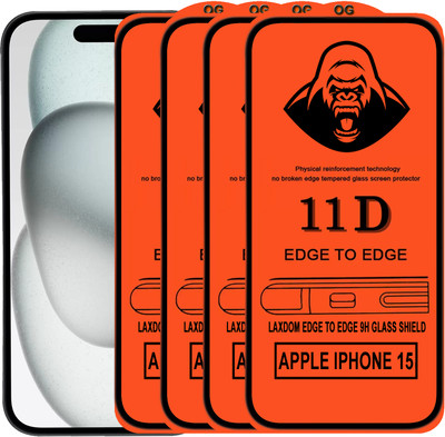 Laxdom Edge To Edge Tempered Glass for APPLE IPHONE 15(Pack of 4)