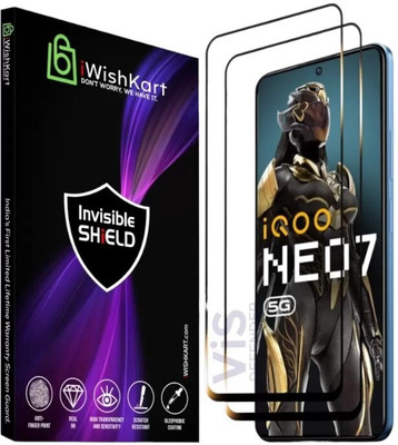 iWishKart Edge To Edge Tempered Glass for IQOO Neo 7 Pro, IQOO Neo 7 Pro 5G, Premium Military grade Edge to Edge Premium gorilla temper black glass screenguard with Self Installation Guide - Wet & Dry wipes, Dust Absorber [With Warranty] mobile ka gilas cover, iq Neo7 Pro / 7pro(Pack of 2)