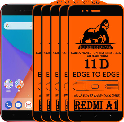 TWIGLO Edge To Edge Tempered Glass for Mi A1(Pack of 5)