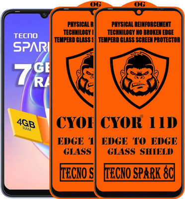 CYOR Edge To Edge Tempered Glass for TECNO SPARK 8C(Pack of 2)