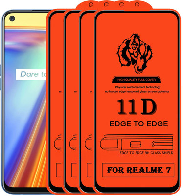 NaturalBuy Edge To Edge Tempered Glass for Realme 7(9H -11D-Pack of 4)(Pack of 4)