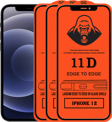 Laxdom Edge To Edge Tempered Glass for APPLE IPHONE 12(Pack of 3)