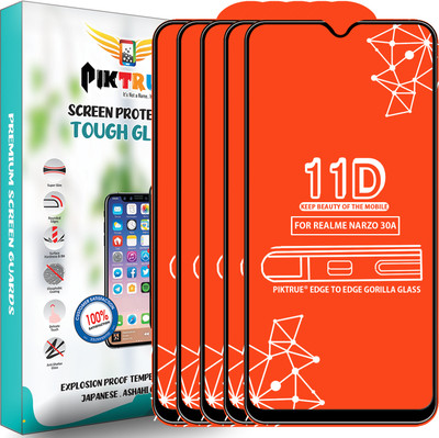 PikTrue Edge To Edge Tempered Glass for Realme Narzo 30A(Pack of 5)