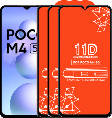 Qyist Edge To Edge Tempered Glass for Poco M4 5G(Pack of 3)