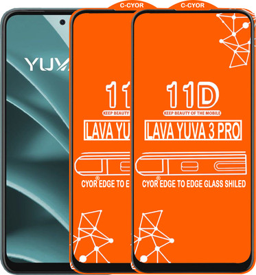 CYOR Edge To Edge Tempered Glass for LAVA YUVA 3 PRO(Pack of 2)