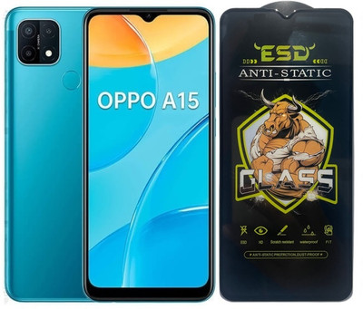 TELESHIELD Edge To Edge Tempered Glass for Oppo A15, ESD Glass, ESD Protector, Edge to Edge, Screen Protector(Pack of 1)
