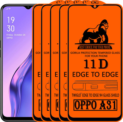 TWIGLO Edge To Edge Tempered Glass for OPPO A31(Pack of 5)