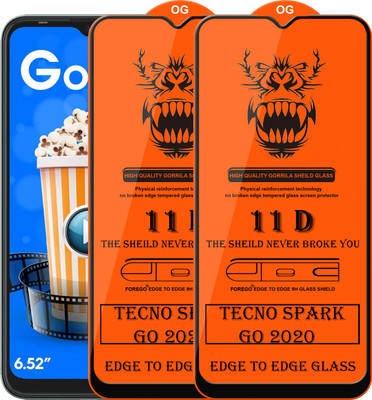 Forego Edge To Edge Tempered Glass for Tecno Spark Go 2020(Pack of 2)