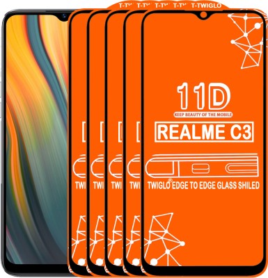 TWIGLO Edge To Edge Tempered Glass for REALME C3(Pack of 5)