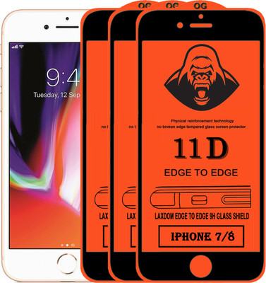 Laxdom Edge To Edge Tempered Glass for APPLE IPHONE 8(Pack of 3)
