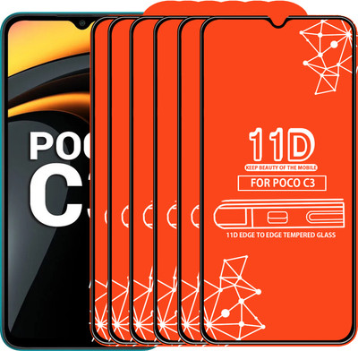 Qyist Edge To Edge Tempered Glass for Poco C3(Pack of 6)