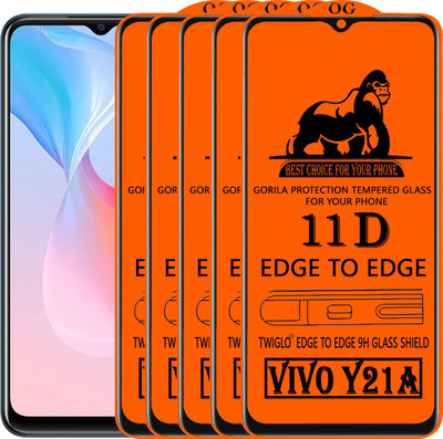 TWIGLO Edge To Edge Tempered Glass for VIVO Y21A(Pack of 5)