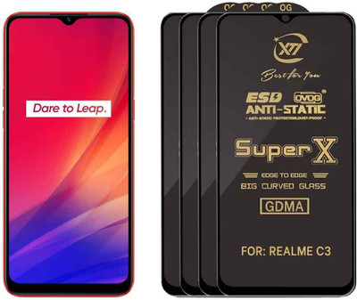 GDMA Edge To Edge Tempered Glass for REALME C3(Pack of 4)