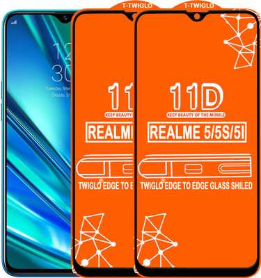 TWIGLO Edge To Edge Tempered Glass for REALME 5(Pack of 2)