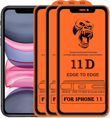HIE POWER Edge To Edge Tempered Glass for Apple Iphone 11 -11D Glass (Pack Of 3)(Pack of 3)