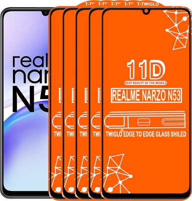 TWIGLO Edge To Edge Tempered Glass for REALME NARZO N53(Pack of 5)