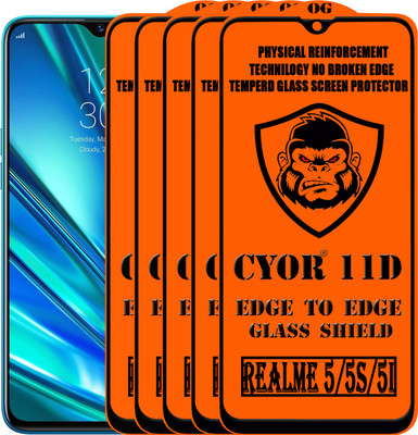 CYOR Edge To Edge Tempered Glass for REALME 5S(Pack of 5)