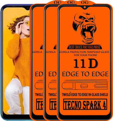 TWIGLO Edge To Edge Tempered Glass for TECNO SPARK 4(Pack of 3)