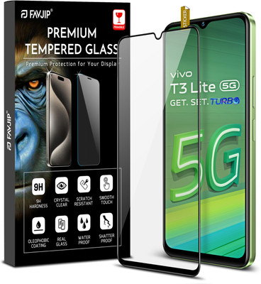 FAVJIP Edge To Edge Tempered Glass for Vivo T3 Lite, Vivo T3 Lite 5G, T3 Lite, T3 Lite 5G, 2.5D Curved Self Adhesive Anti Static Screen Guard with All in One Easy Installation Kit(Pack of 1)
