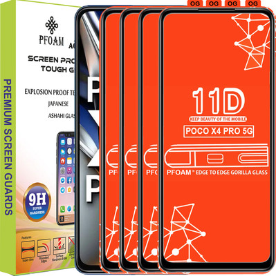 PFOAM Edge To Edge Tempered Glass for POCO X4 PRO 5G(Pack of 4)