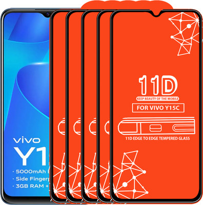 Qyist Edge To Edge Tempered Glass for Vivo Y15C(Pack of 5)