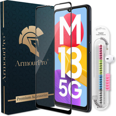 ArmourPro Edge To Edge Tempered Glass for Samsung Galaxy M13 5G, Samsung M13 5G, Samsung M13, Samsung Galaxy M33 5G, OG Tempered Glass with Cable Protector(Pack of 1)