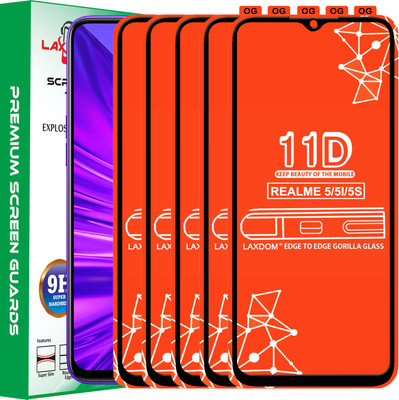 Laxdom Edge To Edge Tempered Glass for REALME 5(Pack of 5)