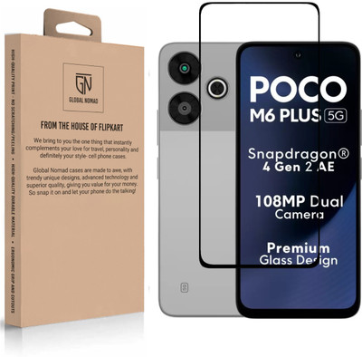 GLOBAL NOMAD Edge To Edge Tempered Glass for Xiaomi Poco M6 Plus, Xiaomi Redmi 12(Pack of 1)