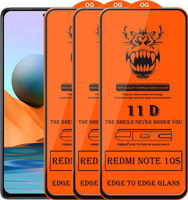Forego Edge To Edge Tempered Glass for Redmi Note 10s(Pack of 3)