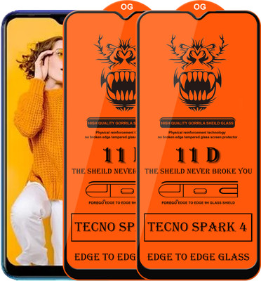 Forego Edge To Edge Tempered Glass for Tecno Spark 4(Pack of 2)