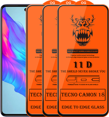 Forego Edge To Edge Tempered Glass for Tecno Camon 18(Pack of 3)